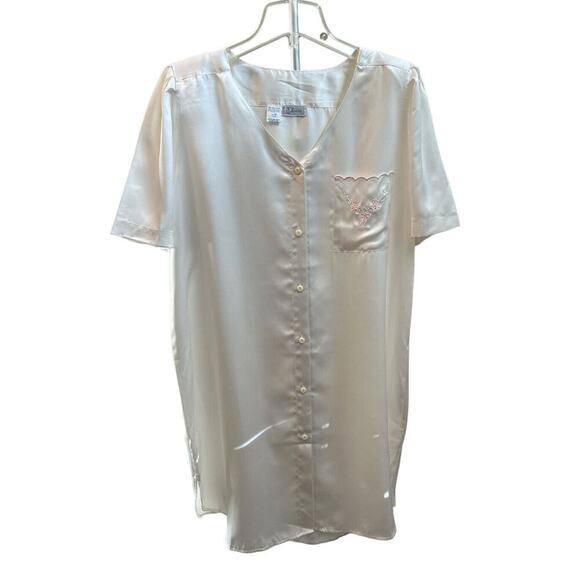 Etienne Other - Vtg Etienne Bridal White Satin Nightgown~Nightshirt Sz M~feminine